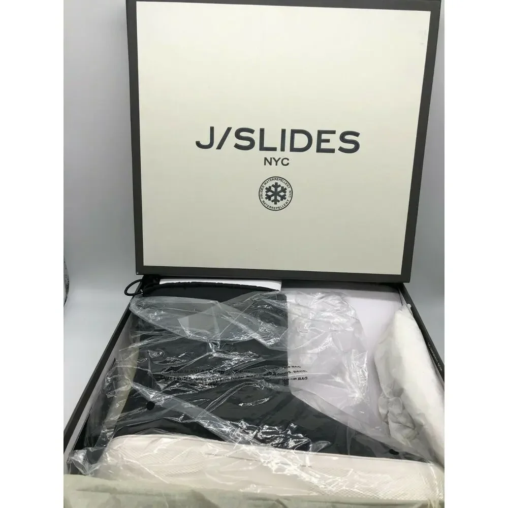 JSlides Women's Cozy Black Platform Waterproof Nylon Booties Size 10